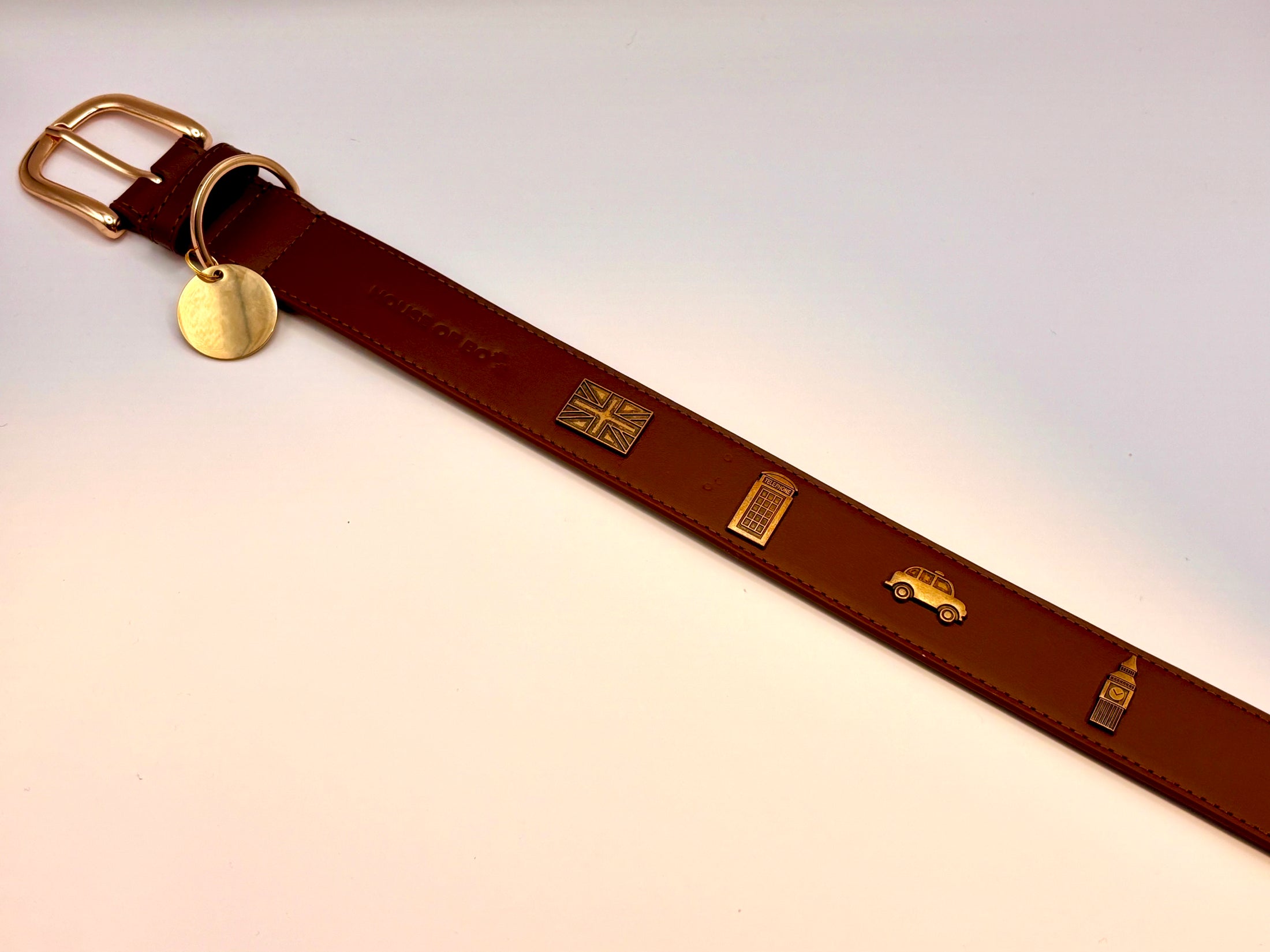 Heritage London Leather Set —Collar + Personalised Leash + Tag